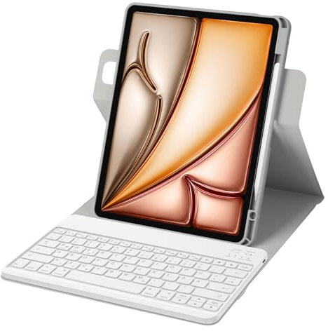 Bettdow für iPad Air 13 Zoll M3 2025/ M2 2024 Tastatur Hülle, Hoch-/Querformat Verwenden, QWERTZ Layout Abnehmbarer Tastatur mit Hülle für iPad Pro 12.9 3./4./5./6.Gen 2018-2022, Grau