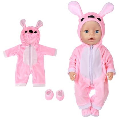 Baby-Puppen-Kleidung, Rosa Baby-Puppen-Kleidung für Baby-Puppen 35-43 cm, Puppen-Kleider-Set, Puppen-Kostüm-Set für Jungen und Mädchen, Zubehör für Puppen