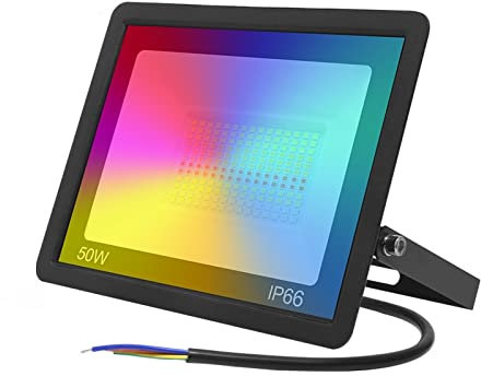 Foco LED para Exteriores, 30W/50W/100W Spotlight Tuya Smart DIRIGIÓ Escenario de jardín liderado por inundación WiFi Inteligente Aplicación RGB Color Caliente luz fría para Jardines(50W)
