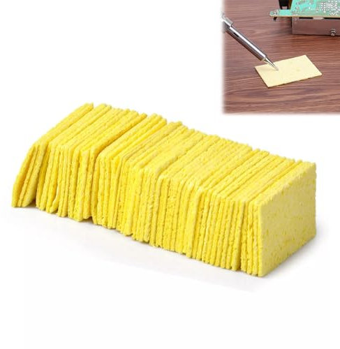 Esponja de Soldadura,Esponjas de Limpieza de Soldador,Esponja Resistente a Altas Temperaturas,Herramientas de Limpieza de Soldadura,Almohadilla de Limpieza de Soldadura 50 Piezas 5x3.5cm Tokaneit