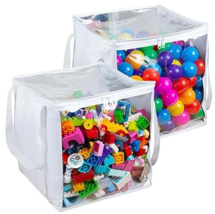 Clear Storage Bags with Zipper, Bath Toy Storage - 2 Pieces Board Game Storage with Clear Zipper Storage Bags, Play Storage