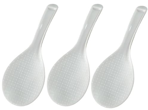3 PCS Rice Serving Spoon Plastic Rice Paddle White Non-Stick Rice Spoon Kitchen Tool for Stirring Scooping and Mixing