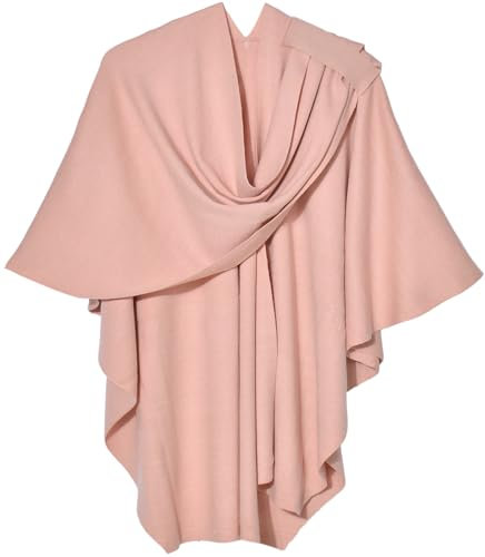 Damen Poncho Schal Cashmere Feeling Strick Cape Cardigan Für Frauen Geschenk Für Mutter (Rosa)