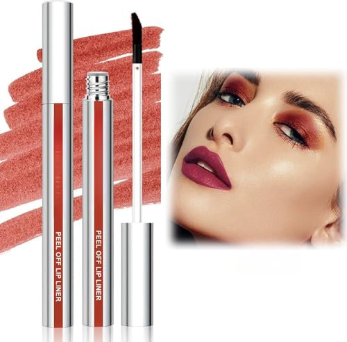 Peel off Lip Liner Stain,Lip Liner Stain Peel off,Lip Liner Set,Longwear and Pigmented Lip Pencil,Long Lasting Lip Stain Peel off,Precise Application Lip Liner with Matte Finish,Lipliner Pencil,02