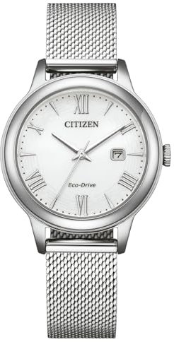 CITIZEN Damen Analog Eco-Drive Uhr mit Edelstahl Armband EW2621-75A