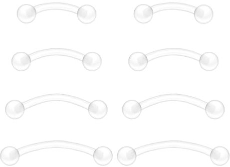 Besyvvin Plastik Curved Barbells 1,2mm Piercing Lippe Vertical Labret Septum Augenbrauen Rook Flexibel Kunststoff 6/8/10/12mm