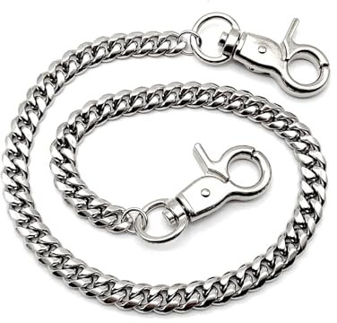 Hosenkette Herren Punk Silber,Wallet Chain Herren Edelstahl Hip Hop,Hosenkette Metallkette Mit Karabiner Kostümzubehör,Taschenkette für Jeans oder Hose Männer und Frauen, Länge 50 cm