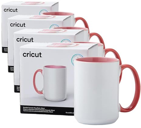 Cricut Beveled Ceramic Blank Mug | Miami | 425ml (15oz) | 1 x Infusible Ink Sublimation Mug | for use with All Cutting Machines (Pack of 4)