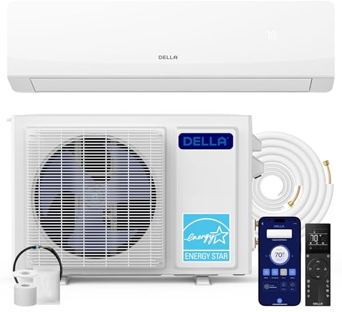 DELLA Serena 22 SEER2 18000 BTU Smart Wifi Mini Split Heat Pump Works with Alexa, Energy Star 1.5 Ton Pre-Charged 230V Ductless AC Unit Inverter System for Rooms up to 1000Sq.Ft, 16.4ft Install Kit