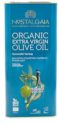 NOSTALGAIA 5 Litres Bio Huile d'Olive Vierge Extra Grecque – 100% Koroneiki, Extraite à Froid, Riche en Polyphénols, Récolte Fraîche 2025/2026, Qualité Supérieure, Bidon de 5L