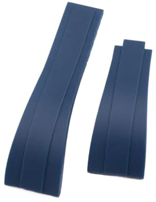 JVEIWAD 20 mm Sub, kompatibel mit Rolex GMT, Edelstahl-Faltschließe, nahtlose Verbindung, gebogenes Endglied mit weichem Gummiarmband-Set, Uhrenarmband(Blue,20mm-Rose Buckle)