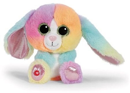NICI Kuscheltier GLUBSCHIS Hase Hoppibow 15cm - bunt - 62497 | Stofftier aus weichem Plüsch, niedliches Plüschtier zum Kuscheln und Spielen, für Kinder & Erwachsene, tolle Geschenkidee