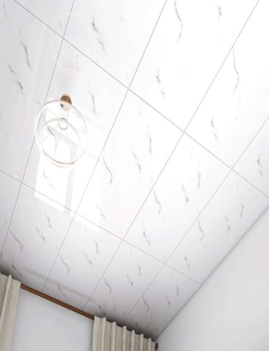 Générique Dalles de faux plafond étanches, panneaux décoratifs à coller for la rénovation moderne du salon, de la salle de bain et de la cuisine (30 x 60 cm / 12 x 23,4 po)(1pcs)