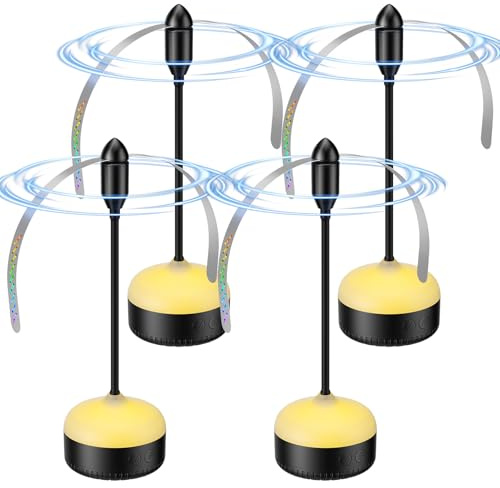 PKBD 4er-Pack Fliegenwedler für Tische, mit Warmweißer LED/Weichen Blättern