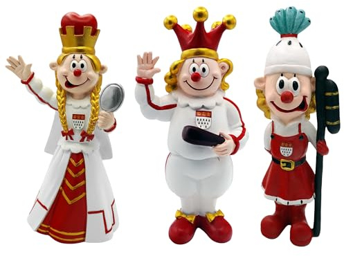 Kölner Dreigestirn Figur – Prinz, Bauer & Jungfrau als Sammlerstück – Liebevolle Deko für Karneval & Fans – Geschenk & Souvenir aus Köln in 2 Größen oder als Set erhältlich (3er Set 9,5cm)