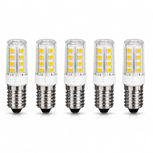 LED Bulbs E14 White 3000K – Pack of 5 | 5W LED Cooker hood Bulbs (45W Halogen Equivalent) | 500LM Bright Light, CRI 80+, 360° Beam Angle, No Flicker, Non-Dimmable | Ideal for Chandeliers, Pendants