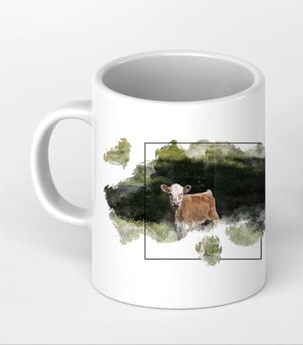 Huevos fríos en un Efecto de Pradera: Dibujo como Taza de diseño 300 ml, de cerámica Color Blanco, Maravilloso como Regalo o su Nueva Taza Favorita.