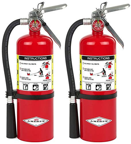Amerex B500, 5 lb ABC Dry Chemical Fire Extinguisher – Class A, B & C Rated with 12–18 Ft Range and 14 Second Discharge Time, 2-Pack