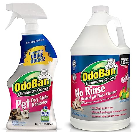 OdoBan Pet Solutions 32oz Spray Bottle and 1 Gal Neutral pH Floor Cleaner Concentrate