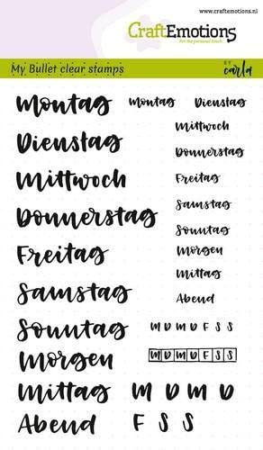 CraftEmotions Silikon Stempel Set A6 29tlg. - Handschrift - Wochentage