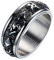 PAMTIER Herren Edelstahl Buddhist Sechs Text Schriften Spinner Ring Silber Schwarz Größe 57