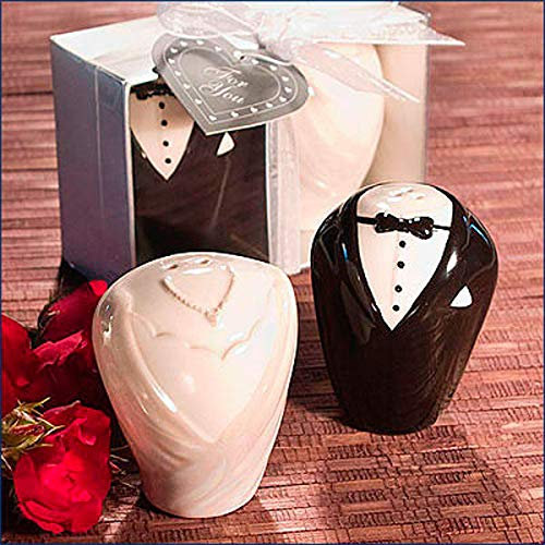 Lote de 18 Saleros + Pimenteros Novios - Saleros para Detalles de Bodas, Cerámica