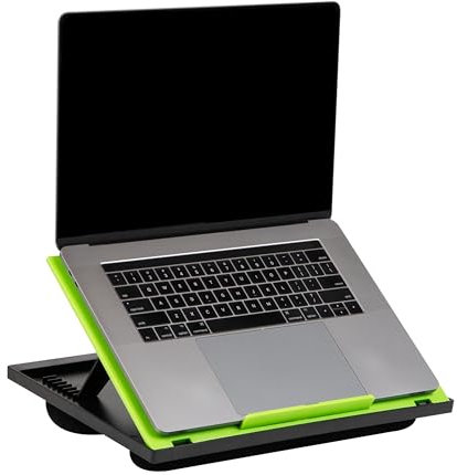 Mind Reader Supporto per computer portatile, vassoio da letto, pieghevole, cuscino, portatile, dormitorio, plastica, 37,5 cm L x 27,9 cm L x 18,5 cm H, verde
