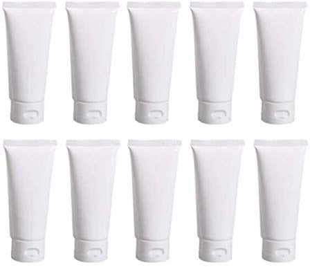 VASANA 20PCS 50ml Empty Refill White Plastic Cosmetic Lotion Tubes Bottles Shampoo Facial Cleanser Makeup Sample Soft Container Tube Bottle Vial Jar Pot Case with Flip Cap