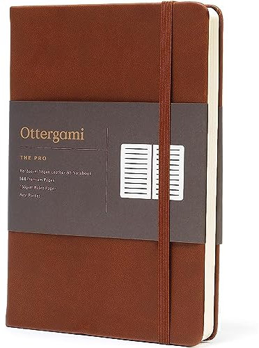 Ottergami Taccuino A5 | Taccuino a Righe | Diario Personale/Quaderno A5 Copertina Rigida | 150gsm Carta Spessa | The Pro - Marrone