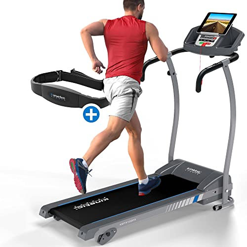 KINETIC SPORTS Laufband klappbar KST3100FX mit Pulsgurt - 1100 Watt leiser Elektromotor, bis 12 km/h, 12 Programme für GEH- und Lauftraining, Tablethalterung mit LCD-Display, max. Belastung 125 kg