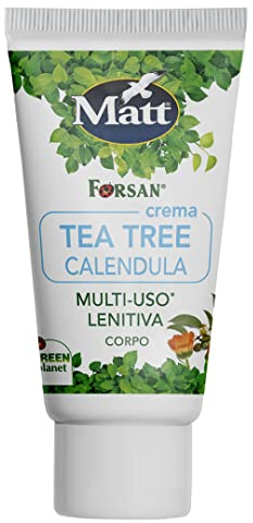 Matt Forsan, Crema Corpo Multiuso Tea Tree Calendula, Idratante, Lenitiva e Protettiva, Ideale per Contrastare Arrossamenti, Scottature e Irritazioni, Dermatologicamente Testata, 50 ml