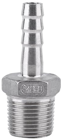 Oumefar Raccords cannelés de Tuyau en Acier Inoxydable connecteur de Tuyau cannelé Adaptateur d'extrémité filetée mâle raccord de Tuyau d'air raccord de Queue de cannel (3/8 x8mm)