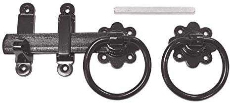 ZEROplus 150mm Black Japanned Mild Steel, Plain Ring Gate Latch, for Garden Gates, Sheds, Z1138.6