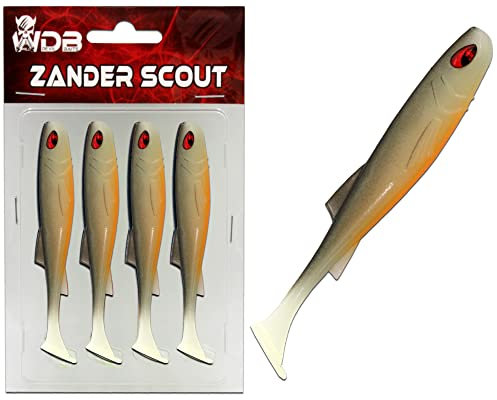 Wild Devil Baits Zander Scout Gummifisch Shad Zanderköder (Hot Olive, 12,5cm)