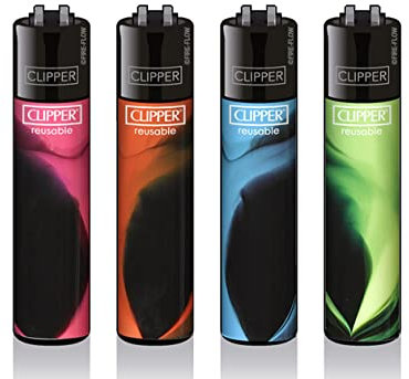 Clipper Classic Large/Micro Feuerzeuge Verschiedene Motive Neue Serie 4er Set + DHB (Black Nebula)