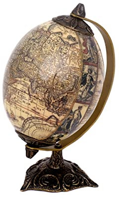 Brillibrum Design Antikglobus Weltkugel Globus Echtes Straußenei Globus Dekoration Standfigur Erde Globusei Afrik Big 5 Landkarte Antik Deko Straußenei Figur (Variante 2)