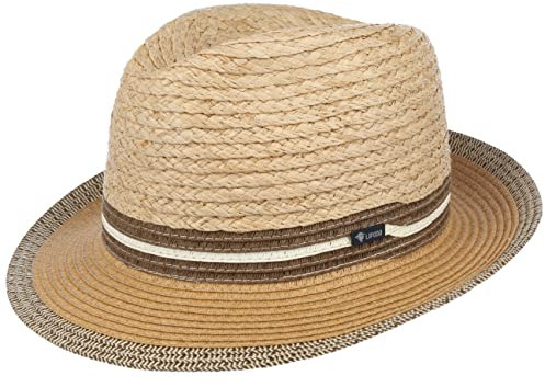 Lipodo Chapeau en Paille Temilio Bogart Femme/Homme - Made in Italy pour Le Jardin de Soleil Plage Été Printemps-été - L (58-59 cm) Nature-Marron