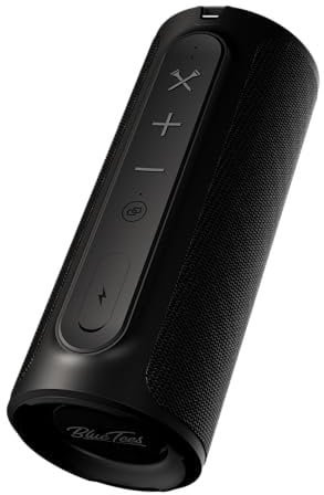 The Player by Blue Tees Golf - Magnetic Bluetooth Speaker Securely Attaches to Golf Cart - IPX7 Waterproof - USB Charge Out - Black