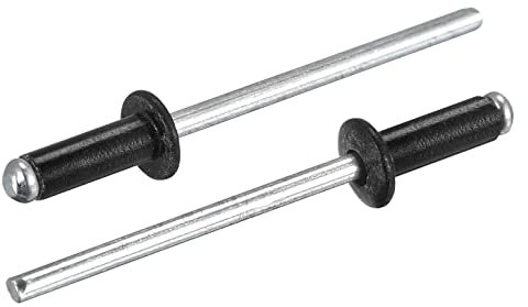 sourcing map Rivetti ciechi in alluminio, 3,2 mm x 9 mm, testa rotonda piatta per unire in pelle piastra metallica, colore nero 400 pezzi