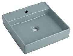 VEROSAN PRO HERU Lavabo da appoggio in ceramica, verde acqua opaco, 44 x 44 cm