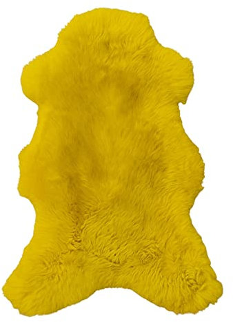 Tannery Sheepskin Gelb gefärbtes echtes Schafsfell, Lammfell, Schafsfelldecke, Pel,t Soft Wool Throw, schaffell Hygge (ca. 90/50cm)