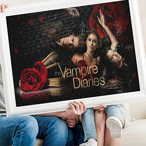 PAWCA DIY 5D Diamond Painting Kits for Adults Kids, The Vampire Diaries art,Full Drill Diamond Embroidery Kits Cross Stitch Crystal Rhinestone Pictures Arts Craft Home Wall Decoration（40x50cm）