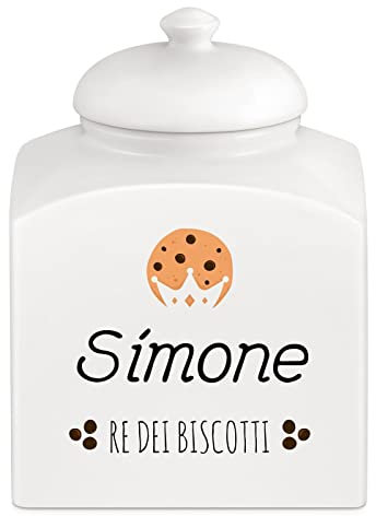 Maverton Barattolo in ceramica - stampa personalizzata - Contenitore per biscotti 3 L - organizer cucina ceramica - barattolo per merendine - pensiero originale per uomo - re dei biscotti
