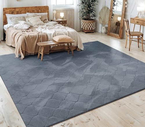 Paco Home Teppich Wohnzimmer Schlafzimmer Kurzflor Skandinavisches Boho Muster Geometrisch Rauten Motiv Einfarbig Weich Modern, Grösse:60x100 cm, Farbe:Anthrazit 3