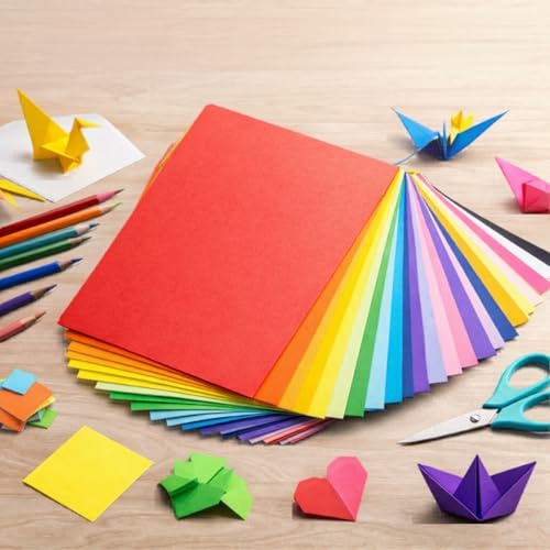 Hawksbill 500 Origami Paper A4 Coloured Paper 80gsm | 17 Colours, Acid-Free, Premium and Recyclable Paper for Arts & Crafts Scrapbooking DIY Projects School & Office Printing