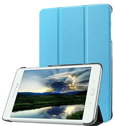 Étui pour tablette Samsung Galaxy Tab S2 8 SM- T710/T715/T713 - Housse légère en cuir PU avec mise en veille/réveil automatique (bleu ciel)