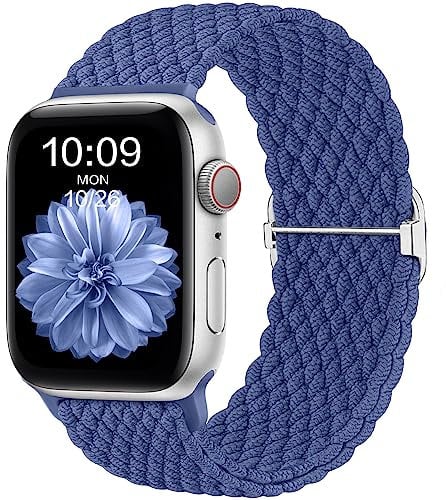 CeMiKa Bracelet Tressé Compatible avec Apple Watch Bracelet 41mm 42mm 40mm 38mm, élastique Stretch Alternative Sport Strap pour iwatch Series 10 9 8 7 6 5 4 3 SE Ultra 2 1, Femme Homme, Bleu