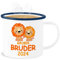 Emaille Becher Blechbecher - Tassen - Großer Bruder 2025 mit Löwen - 300 ml - Weiß Blau - geschenk geburt tasse grosser big brother geschwister für großen große brüder groser bruder