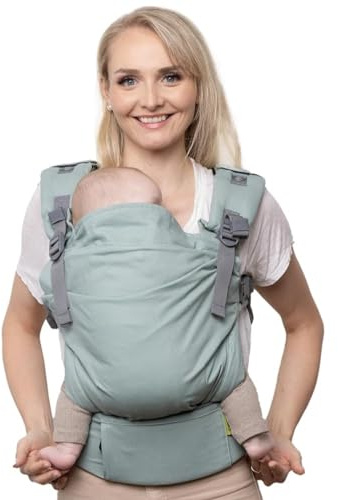 Boba X Babytrage – Verstellbar von Neugeborenen bis Kleinkind, 2-in-1 Umwandelbare Front- und Rückentrage, Ergonomisch mit Kreuzbaren Gurten (Meeresnebel)