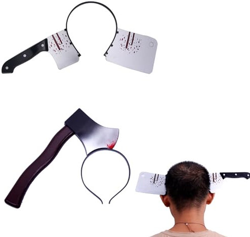 Diademas de Armas de Halloween,Diadema Cuchillo Halloween,Bandas para el Cabello de Terror de Halloween Diademas de Aterradoras,Hacha, Cuchillo de Cocina,para Halloween,Carnaval,Mascarada,Cosplay